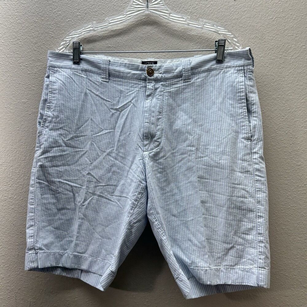 J.‎ Crew Rivington Flat Front Chinos Shorts Men SZ 35 Poplin Striped 100% Cotton